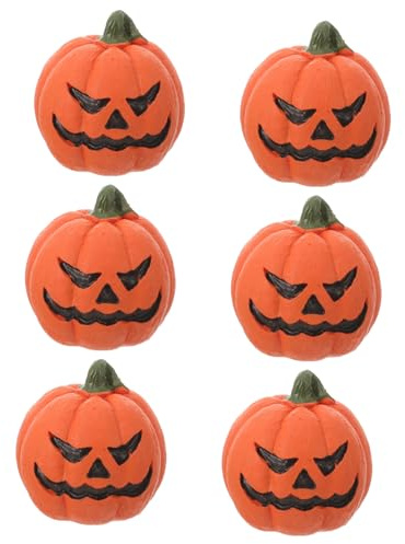 Gatuida 6 Stück Halloween Kürbis Miniatur Figuren aus Langlebigem Harz Dekorative Halloween Deko für Garten Aquarium und Desktop Kreative Party Accessoires mit Gruseligen Gesichtern