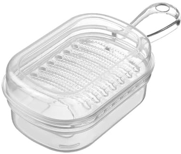 ARFUKA Ingwerreibe Knoblauchreibe Küchenreibe Handreibe Universalreibe Kunststoff mit Behälter für Ingwer, Knoblauch, Zwiebel, Zitrone, Karotte, Gemüse, Obst Transparent