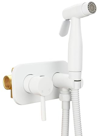 FQYEP Incorporato Kit Miscelatore per Bidet da Bagno Idroscopino per Wc Acqua Calda E Fredda,Bianco,Doppia Modalità