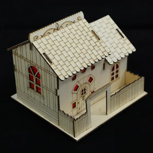 LALADEFIEE Hucha de Madera con Luz Nocturna en Forma de Villa Creativa, Decoración Multifuncional para Escritorio y Hogar, Adecuado para Ahorrar Dinero