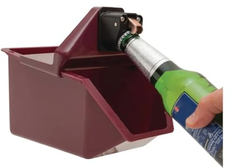 Beaumont Undercounter Bottle Opener with & Cork Cap Catcher, Bar Mount, Removable Catcher Tray, Dishwasher Safe, 225mm Depth, Brown, for Busy Bars and Restaurants | Removable catcher tray simplifies emptying at busy counters, with a secure bar mount setup suited for commercial venues.