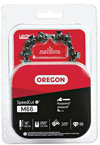 Oregon M66 Chainsaw Chain for 16 Inch Bars, .325 Pitch, 66 Drive Links, .050 Gauge, Replacement Chainsaw Blade, fits Many Husqvarna & Jonsered Models (95TXL066G)
