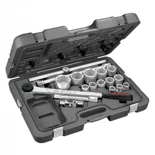USAG 605 3/4 EA U06050210 Assortimento in Cassetta di ABS con Bussole Esagonali (18 pezzi)