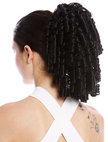 WIG ME UP - N900A+2-V-1B Ponytail Hairpiece Extensions elaborate baroque ringlets corkscrew curls voluminous black 12inch