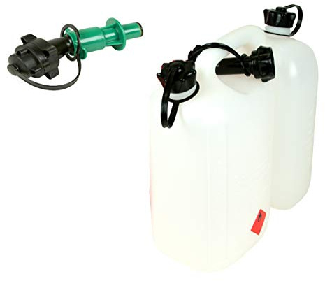 SWS Forst GmbH Doppelkanister für 5L Benzin / 3L Öl Automatik Ausgießer für Kettenöl