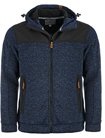Blue Wave Herren Strickfleecejacke Fabio - Fleecejacke Strickjacke Jacke mit Softshell-Besatz in Marine Größe S