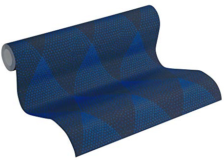 Livingwalls New Walls Vliestapete Punkte und Kreise 10,05 m x 0,53 m - Blau, Schwarz - Tapete glatt - 374191