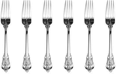 Silber Kuchengabel Barock 6-teiliges, 18cm, Antik Look, aus 18/10 Edelstahl Spiegelpolierte, ideal für Haus, Küche, Restaurant, Hochzeit, Partys, Nachmittagstee, Dessertgabeln, spülmaschinengeeignet