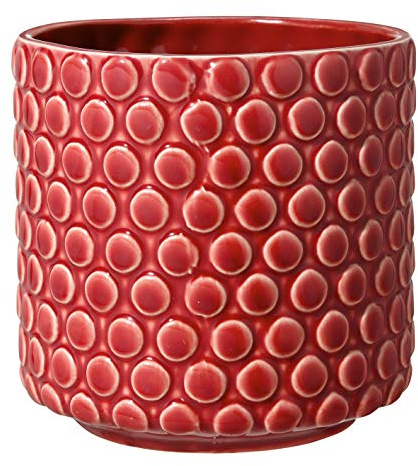 BLOOMINGVILLE Maceta Dot - Macetero Decorativo Redondo para Flores e Plantas para Interiores S (12,5 cm ø), Rojo, Cerámica