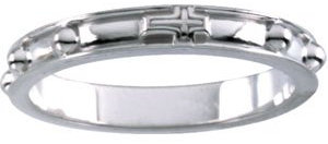 Rosenkranz-Ring aus 925er Sterlingsilber mit erhöhtem Rand, Band-Stil für Damen, US 9 | EU 60 | DE 19 | JP 18 | UK R 3/4, Metall Silber Sterling Silber, Kein Edelstein