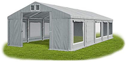 Das Company Partyzelt 6x10m Lagerzelt Universalzelt Moskitonetz wasserdicht grau Zelt 560g/m² PVC Plane ganzjährig Gartenzelt Winter ISDM - Zeltgarage, Pavillon, Zeltgarage Winterfest - Winterzelt