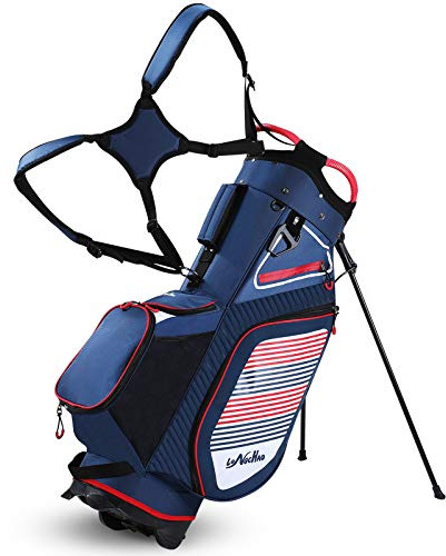 Golf Stand Bag for Men Navy 14 Way Divider Golf Bags, 6LB Lightweight Portable Walking/Riding Bags with Dust Cover, Strap (Blue)