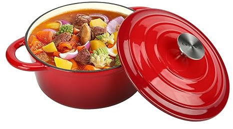 3 QT Enameled Cast Iron Dutch Oven with Self-Basting Lid, Small Soup Pot