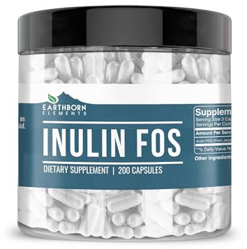 Earthborn Elements Inulin FOS 200 Capsules, Pure & Undiluted, No Additives