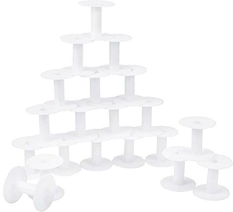 PandaHall 20 Packung Kleine Leere Spulen Weiße Kunststoffspulen Webspulen Bastelspulen Für Stickgarn, Garn, Band, Basteln Und Nähen, 2.2X 2.3 Zoll