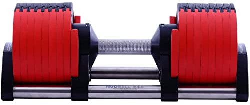 BODYTECH xNUOBELL Zusammenarbeitsprodukt, verstellbare Hantel, mehrere Stufen der Gewichtsänderung mit einer Hand, rot (1 Stück) 36,3 kg BTS12CM009A