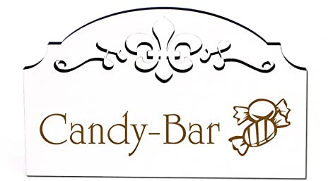 Candy-Bar Türschild Schild Holz graviert Ornamente selbstklebend Vintage Türdeko 15,5 x 9,5 cm