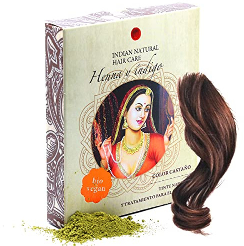 Henna och indigo - Brunt färg - 200 g - Naturligt hårfärgningsmedel och hårbehandling - Pulver (200 g)