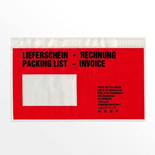 Lieferscheintaschen/Dokumententaschen Begleitpapiertaschen Rot DIN Lang (250)