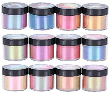 Yunnan Chamäleon Mica-Pulver für Epoxidharz, 12 schimmernde Chamäleon-Pigmentpuder, natürliche Farbverschiebung, Glimmerpulver für Nagelkunst, Chamäleon-Glimmerpulver für Epoxidharz Gold