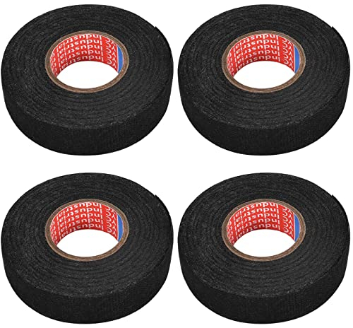 Disnace Cinta de Raso Negra de 19 mmx15 m, 4 Piezas Cinta de Terciopelo, Cinta Americana de Uso General, Cinta de Tela de Terciopelo, No Reflectante y Fácil de Desgarrar, Cinta Gaffer