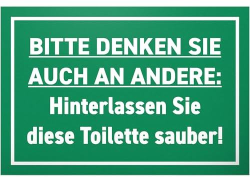 DankeDir! Hinterlassen Sie die Toilette Sauber - Schild 30 x 20 cm - Gäste WC Herren Deko witzig Türschild Wand Gästetoilette - lustig Klo Schild WC Schild zum aufhängen Kloschild