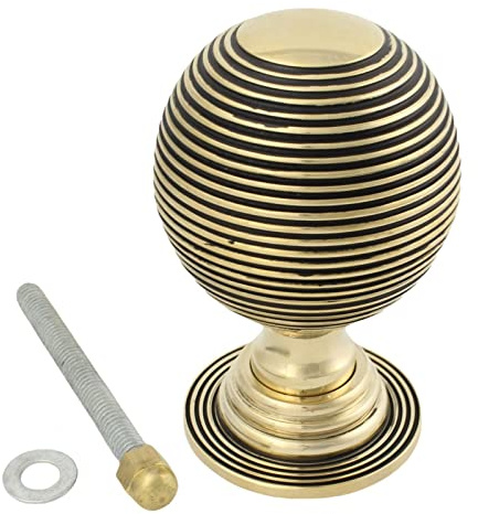 AB Hardware 80mm Solid Antique Heavy Brass Beehive Centre Door Knob Pull Front Handle