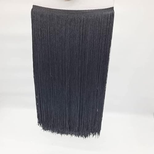 TIVAS Encaje de 10 Metros y 50cm de Largo, Flecos Negros para Vestido DIY, Ropa de Escenario, Accesorios, Cinta de Encaje