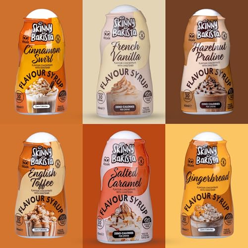 Skinny Food Co Barista Shots Coffee Syrup Set - Pack of 6 x 60ml - Keto, Fat Free, Low Calorie, Sugar Free - Vegan Friendly