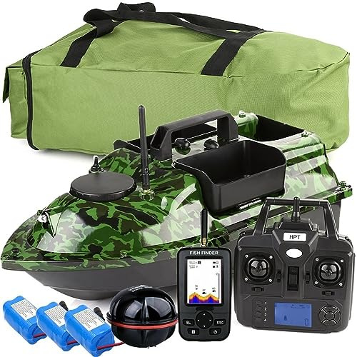 500M GPS Barco cebador cebo de pesca barco carpa anzuelo poste RC barco, sensor LCD Fishfinder, con bolso, batería de gran capacidad de 12000mah, antenas, hélices y otros pequeños obsequios, one key r