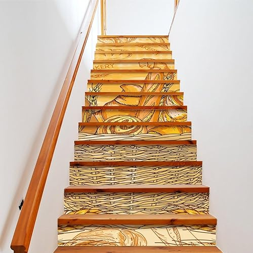COALHO Vintage Golden Weizen Selbstklebend Wasserdicht Treppenerhöhung Treppe Rustikal Abstrakt Bauernhaus Weizen Herbsternte für Innen- und Außentreppe 100CMx18CMx2 Set