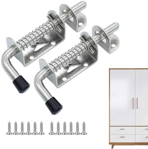 Pacienjo Loquet à Ressort | Loquet à Boulon en Acier Inoxydable,Serrure de Porte coulissante Robuste avec loquet à Ressort, loquet à Ressort pour Portes, coffres, intérieur et extérieur
