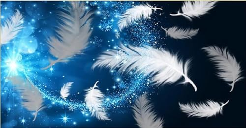 5D DIY Diamond Painting Feder Diamond Painting XXL Erwachsene Groß 100x233cm Diamond Art Schneeflocke Diamant Painting Bilder Kinder Anfänger Dimondpaintin Crystal Arts Geschenke für Frauen Wand Deko
