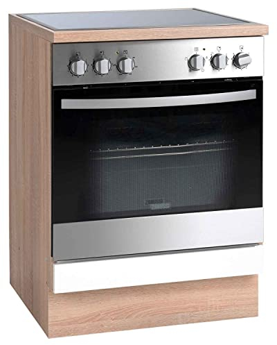 Möbel Jack Herdumbauschrank - Eiche Sonoma Dekor - Weiß - B 60 x H 85 x T 60 cm - Einbauschrank Küchenschrank