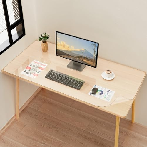 YSAGi Schreibtischunterlage Transparent, Klares Großes Mauspad, 120 x 60 cm | Schreibtisch Unterlage Durchsichtig, Wasserdichte Tischunterlage, Schreibunterlage, Schreibtisch Zubehör für Büro & Zuhause