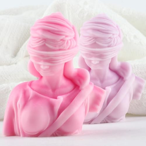 XIAOSHUI Silikonform für blinde Damenkerzen, blinde Dame, Büste, Skulptur, Statue, blinde Mädchen, Kerzenformen für Kerzenherstellung, Kerzen, Heimdekoration, Harz, Aromatherapie, Gipskerzen,