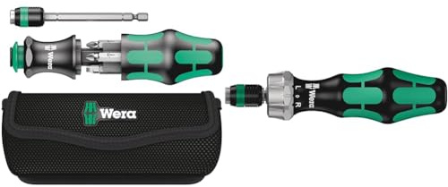 Wera Compact Tool Set Kraftform 20 with Pouch, SL/PH/PZ, 7 Pieces, Silver & 05051461001 1/4 x 142 816 RA Ratchet Screwdriver - Silver