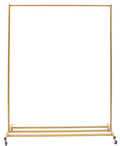 WDZCZDoo Kleiderständer auf Rollen, 125 x 35 x 160 cm offener kleiderschrank Metall Kleiderstange, Einfache Montage Garderobe für Schlafzimmer, Flur, Gold