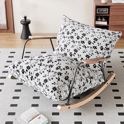 HARELA Schaukelstuhl Mit Liegefunktion, Relaxliege, mit Gepolsterter Sitzfläche Schaukelstuhl, Draussen Gartenliege, für Wohnzimmer Schlafzimmer Büros(Flower Pattern)