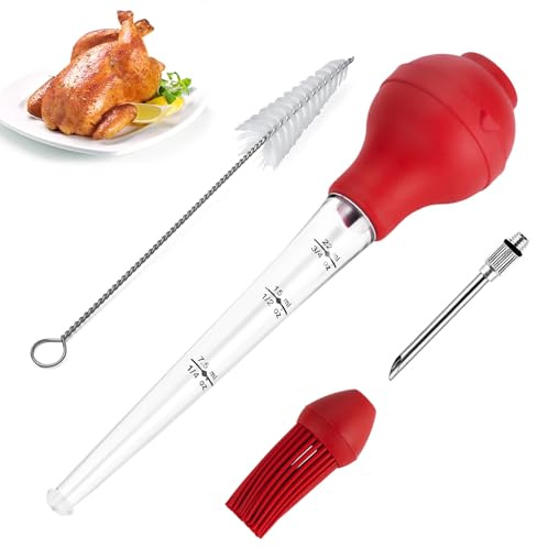 QPMR Turkey Baster, Premium Baster Tool for Cooking-Baster Syringe for Home Baking and Roaster Turkey, Include Detachable Silicone Bulb, 2 Meat Marinade Injector Needles for Thanksgiving