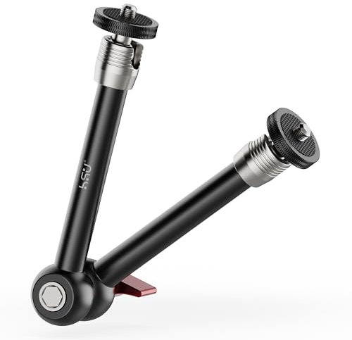 HSU Magic Arm with Both 1/4 Screw, 9.8 inch Adjustable Articulating Arm Compatible with SmallRig Cage, Flash Bracket/LED Light/Microphone/LCD Monitor