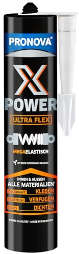 Pronova X POWER ULTRA FLEX Montagekleber Weiss - zuverlässiger Hybridkleber für alle Anforderungen Dauerhaft elastisch für glatte und saugende Materialien Sehr emissionsarm 450g Kartusche