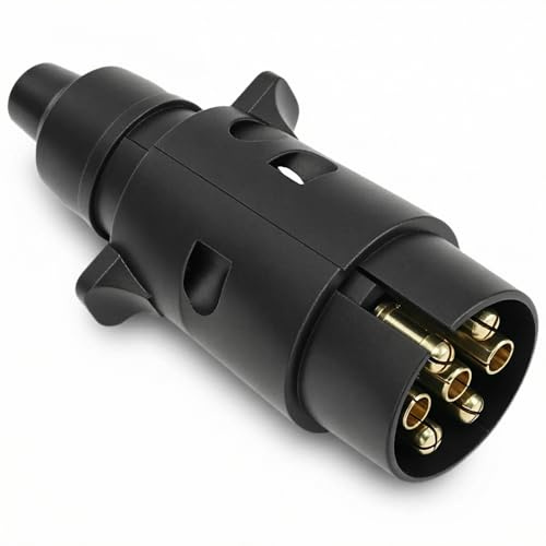 QWORK® Prise Remorque 7 Broches, 12V Étanche - Connecteur Universel pour Véhicules et Remorques
