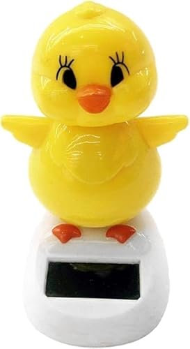 Hehglng Yellow Solar Powered Dancing Chick, Solar Dancing Figurines, Solar Bobblehead Chicken, Cartoon Bobble Head Chick Ornaments Figures for Car Dashboard, Car Dashboard Solar Power Kits