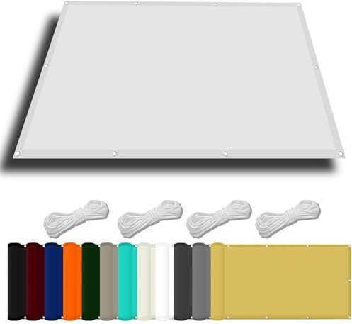 Grande tenda parasole impermeabile da 2,7 x 9 m, per piscina, terrazza e serra, blocco UV 98%, con corda e kit di fissaggio, forma quadrata, colore verde e bianco