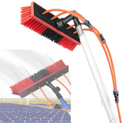 Pulizia Fotovoltaico Kit 3~12 Metri Spazzola per Pannelli Solari Spazzolone per Pulizia Pannelli Fotovoltaici Asta per La Pulizia delle Finestre, Spazzola Telescopica,500cm