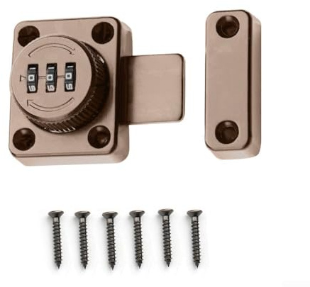 Kombinationsschieberiegel, Sicherheitsriegel für Schuppentür, Garage, Außen- und Innenbereich (Rotbronze)