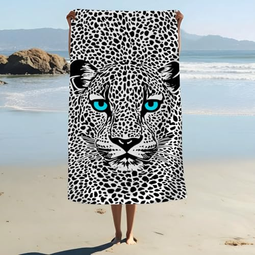 ZABAOBO Mikrofaser-Strandtuch mit Leopardenmuster, lustig, leicht, für Damen, Erwachsene, Mädchen, lustiges Badetuch, Geschenke für Pool, Schwimmen, Surfen, 80 x 160 cm
