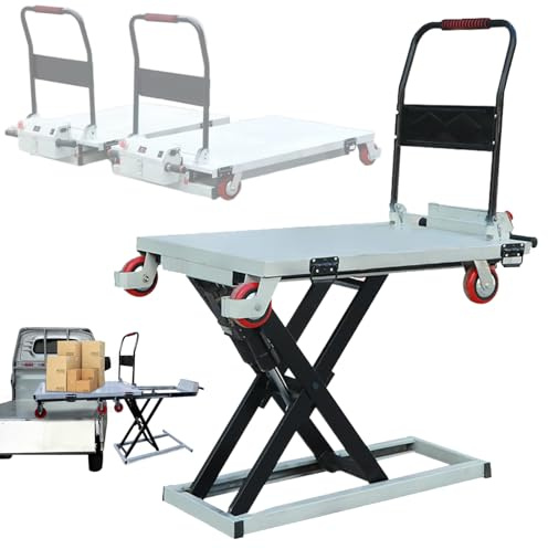PLMNBQWE Carrello elevatore Elettrico a Forbice Idraulico, Portata 300 kg/660 libbre, Altezza di Sollevamento 100 cm/40 Pollici, Piattaforma elevatrice elettrica per ponteggi