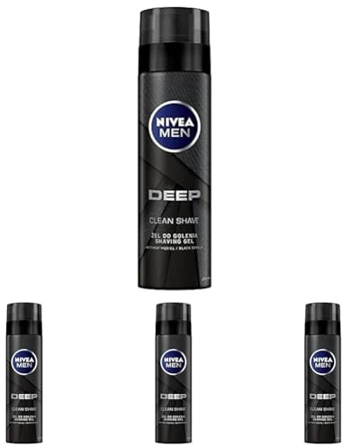 NIVEA MEN Deep Rasiergel für Männer mit Aktivkohle 200 ml (Packung mit 4)